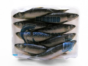 Wholesale frozen herring bait for salmon fishing – Grays Harbor tray herring in Black, Blue, Green, Purple, and Red Label